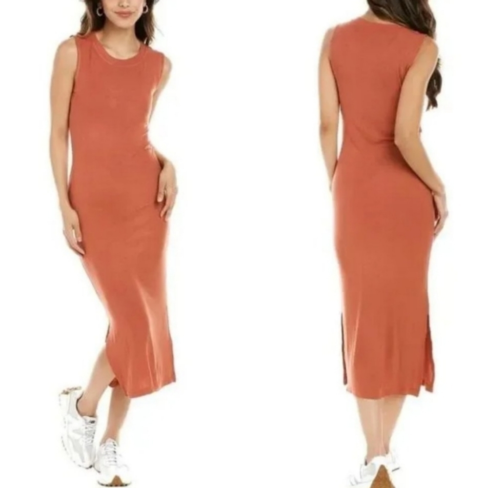 New WeWoreWhat Ribbed Knit Slip Bodycon Midi Dress In Clay NWT Size Medium